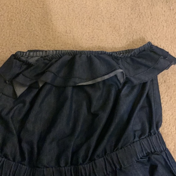Faux Denim Strapless Romper - Picture 3 of 4